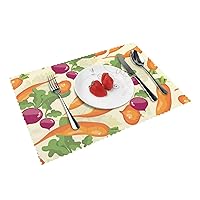 Cartoon Vegetables Print Dining Table Placemats Set of 4,Table Mats for Home Kitchen Dining Decor 12 X 18 Ininches,Washable