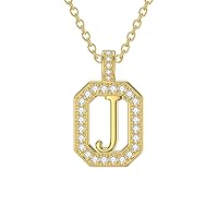 Mothers Day Gifts Real 14k Soild Yellow Gold Name Alphabet Initial A to Z Letter Tag Pendant Necklaces for Women Mother Mom Girls Jewelry Gifts,Charm Pendant with D Color VVS1 Moissanite