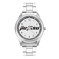 Jiu Jitsu Fashion Wrist Watch Arabic Numerals Stainless Steel Quartz Watch Easy to Read