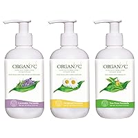 Organyc - Feminine Intimate Wash for Sensitive Skin - Free from Chlorine, Parabens, SLSSLES, and Synthetic Perfumes - 8.5 Fl Oz with Chamomile +Tea-Tree + Lavender