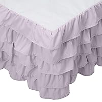 Elegant Comfort Leila Collection Multi-Ruffle Bed Skirt, 1500 Thread Count Egyptian Quality, Easy Fit Dust Ruffle, 15 inch Drop, Wrinkle and Stain Resistant, MultiRuffle, Queen, Floral Lilac