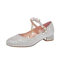 Shower Shoes Toddler Silver Sequins Princess Shoes Closed Toe Low Heel Fine Glitter Shoes Sandals for Girls Size