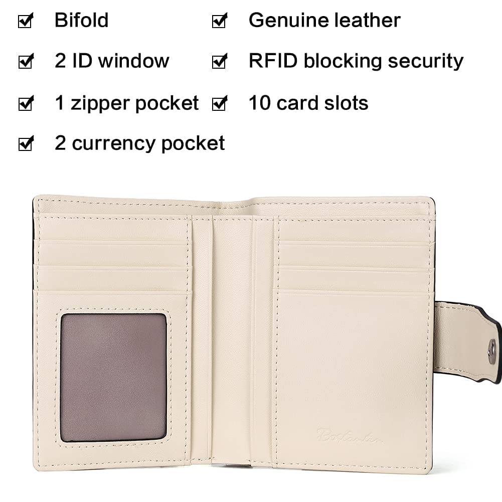 BOSTANTEN Briefcase for Women Genuine Leather Laptop Briefcase Shoulder Work Tote Bag Purse 15.6 Inch and Women Leather Wallet RFID Blocking Small Bifold Zipper Pocket Wallet Card Case Purse