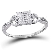 The Diamond Deal 10kt White Gold Womens Round Diamond Square Cluster Ring 1/5 Cttw
