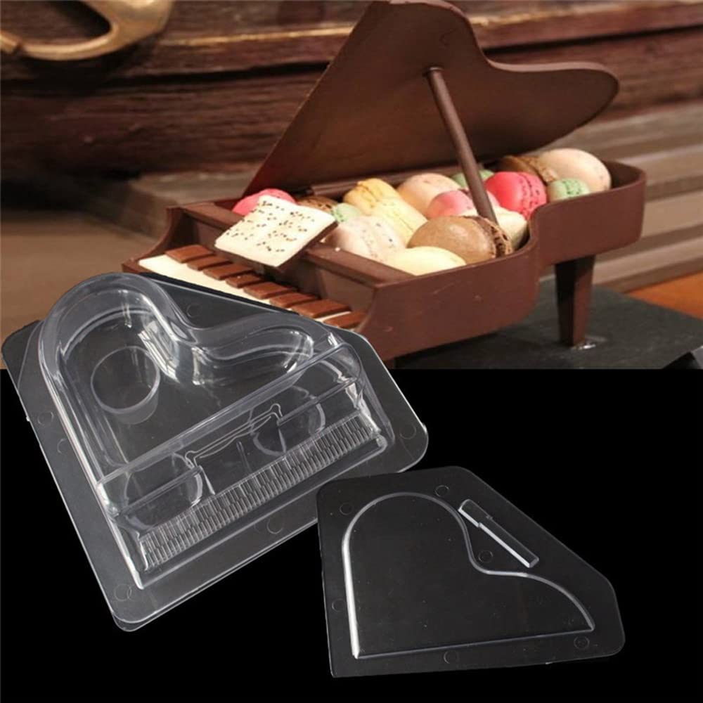 TUKE 3D Piano Chocolate Molds DIY Clear Plastic Polycarbonate Mould for Cake Topper Decorating, Fondant, Candy, Plaster of Paris Candy Mold