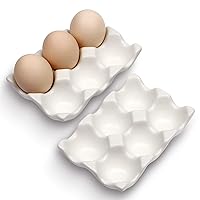 6 Cups Egg Tray Serveware, Eggs Dispenser, Egg Holder Set Kitchen Restaurant Fridge Storage Decorative Accessory (White,2 pack)