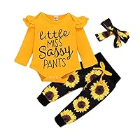 Baby Newborn Girl Clothes Outfits Onesies Long Sleeve Pants with Headband