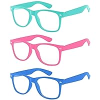 3 Pairs Kids Clear Lens Glasses Protect Child's Eyes from UVB UVA Blocking