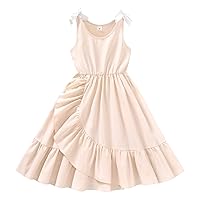Flower Girl Dress, 7-12 Years Kids Little Girls Vintage Dress Solid Short Sleeve Swing Retro Rockabilly Dresses