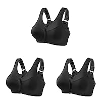 3 Pack Women's Sports Bras for High Impact Workout Fitness Front Zip Closure Wirless, Plus Size Gym Activewear Bra
