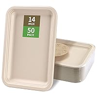 50 Pack 14 Inch Disposable Food Trays Heavy Duty, Large Paper Plates 14 inch Compostable Platters Plates for Crawfish, Crab, Lobster, Seafood Crawfish Boil Party Supplies