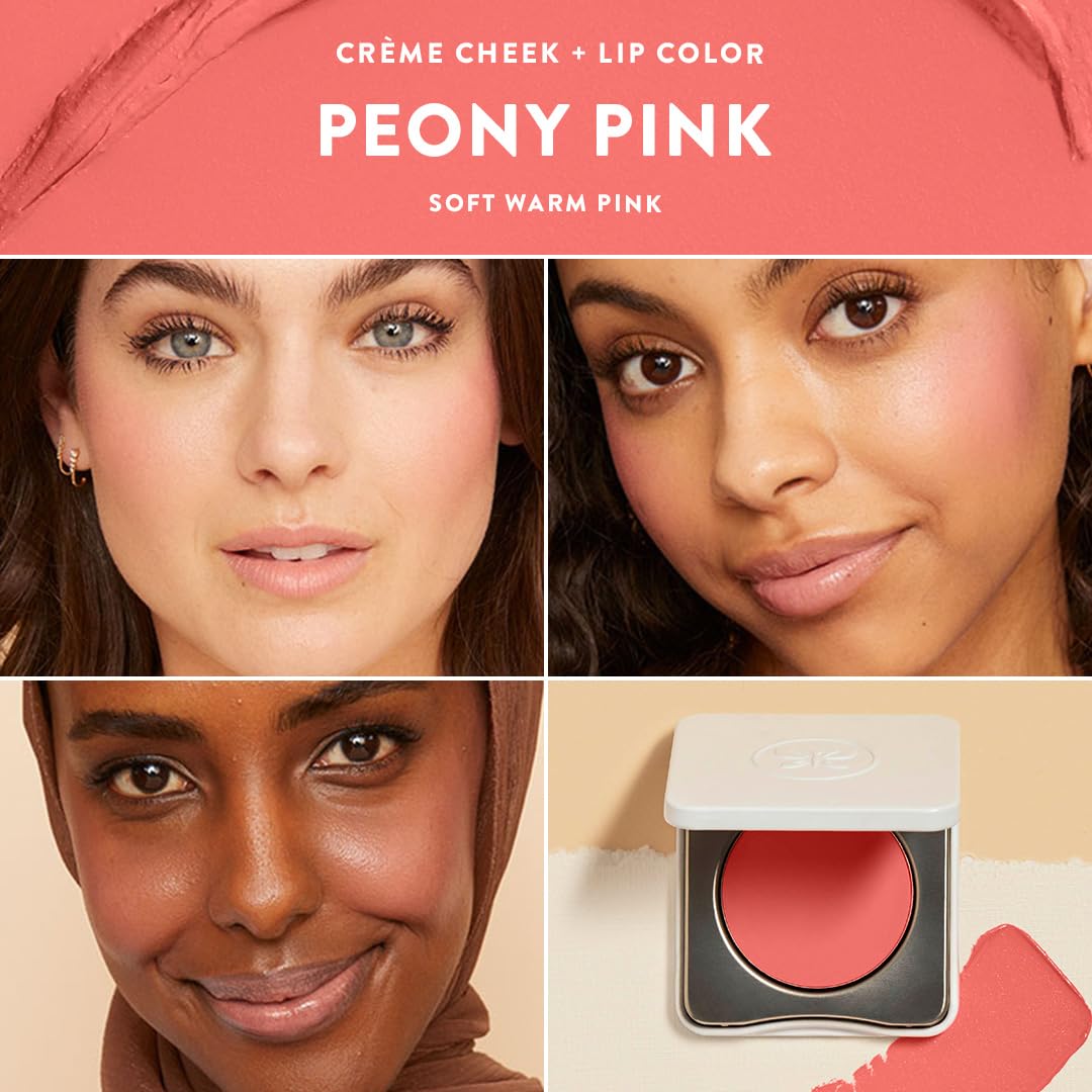 Honest Beauty 2-in-1 Creme Cheek Blush + Lip Color | EWG Verified, Vegan + Cruelty Free | Peony Pink, .1 oz