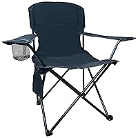 Beach Camp Cup Holder, Storage Pocket, Waterproof Bag Outdoor Arm Chair, Supports 225LBS, Black