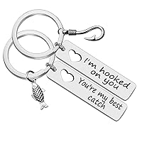 Couple Keychain Gift I'm Hooked on You You're My Best Catch Keychain Set Fisherman Gift Fishing Lure Jewelry Couple Gift for Lovers Boyfriend Girlfriend Anniversary Wedding Gift for Him and Her