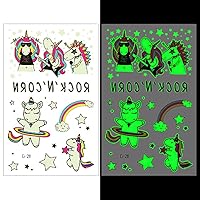 Unicorn Rainbow Temporary Tattoos Luminous Resin Stickers Glow in the Dark Fillers Craft