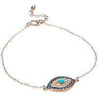 Amazon Collection womens 18k Yellow Gold Plated Sterling Silver Stabilized Turquoise with Created Blue and White Sapphire Evil Eye Necklace, 18