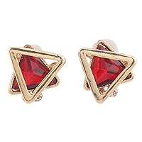 Gold Plated Rhinestone Crystal Double Triangle Clip on Earrings for Women No Pierced Earrings