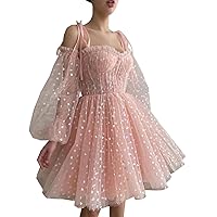 Women's Tulle Homecoming Dresses Puffy Sleeve Sweetheart Short Prom Dresses Party Gowns