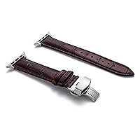 for Apple Watch Band 44mm 40mm 42mm 38mm Crocodile Bracelet for iWatch 2 3 4 5 6 7 Strap (Color : Brown 2 Silver, Size : 42MM or 44MM)