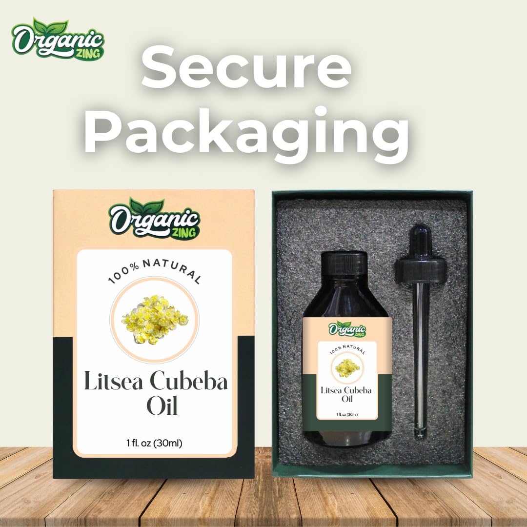 Organic Zing Litsea Cubeba Oil | Pure & Natural Essential Oil for Aroma & Diffusers- 30ml/1.01fl oz