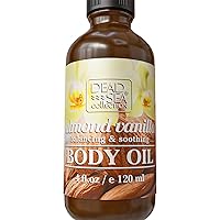 Dead Sea Collection Body Oil for Dry Skin - Almond Vanilla & Vitamin E Moisturizing Oil - Anti-Aging and Skin Elasticity Support - (4 fl.oz)