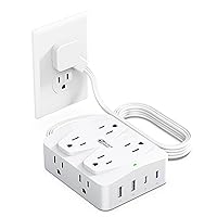 35W Fast Charging SUPERDANNY 4-Outlet 4-USB Power Strip with 20W C Port Fast Charge–6FT Extension Cord, Surge Protector 1080J, Overload Switch, Mountable, for Home, Office, School, Dorm - White