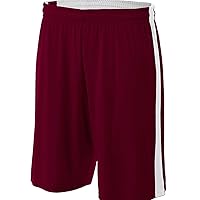 Adult Ten Inch Inseam Reversible Short, Large, Maroon/White