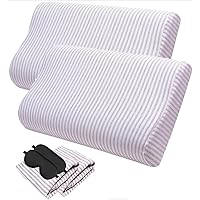 2 Pack Contour Pillow Case for Memory Foam Neck Pillow,Replacement Pillow Cover Soft Cotton Pillow Protector Zippered for Neck Cervical Pillow,Latex Pillow