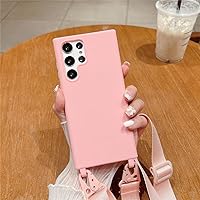 Crossbody Necklace Lanyard Silicone Phone Case for Samsung S23 S22 S21 Plus S20 FE Note 20 Ultra 10Pro S10 A72 A52 A51 A71 Cover,Pink,for S22 Ultra