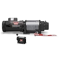 WARN 93000 3000 ACI Series Electric 115/230V Winch with Steel Cable Wire Rope: 5/16