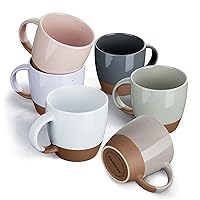 Morandi Color Ceramic Coffee Mugs Set of 6 (Large),18 oz Coffee Cups with Handle, Latte Mug, Big Mug for Women, Men, Great for Tea Hot Chocolate, Microwave Safe, Modern, Unique Style for Any Kitchen