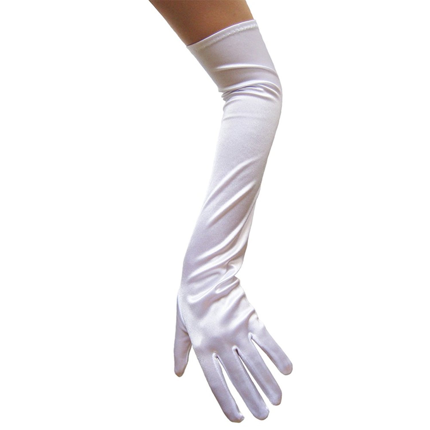 Long Opera Party Gloves for Women 1920s 20s Satin Gloves Costumes Elbow Length Bridal Evening Dress, 22 inches