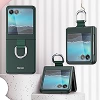 Ysnzaq Case for Motorola Razr 40+ 2023, Fully Enclosed PU Leather Phone Cover with Ring Holder for Motorola Razr 40 Plus /40 Ultra 2023 QHZH Green