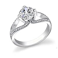 1.25ct Certified Round Cut Diamond Split-Shank Engagement Ring in Platinum