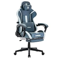 LXRADEO Gaming Chair Computer Chair with Inner Adjustable Lumbar Support, Office Chair, Video Game Chairs, Ergonomic Design, Reclining with Footrest Capacity at 160 kg, Cyan