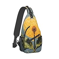 Sling Bag for Women Men Crossbody Bag Small Sling Backpack A Dandelion Chest Bag Hiking Daypack