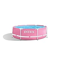 INTEX 28291EH 8 Feet X 30 Inches Round Rust Resistant Metal Frame Above Ground Pool | Pink