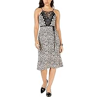 J.O.A. Womens Belted Lace Up Slip Dress