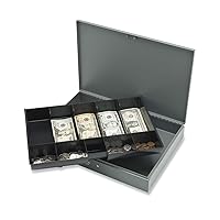 Sparco Cash Box, with 2 Keys, 10 Compartments, 15-2/5 x 10-1/2 x 2-2/5 Inches, GY (SPR15500), Gray