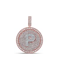 10kt Two-tone Gold Mens Round Diamond P Initial Letter Charm Pendant 4 Cttw