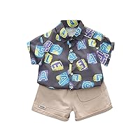 Happy Hedgehog Outfit for Girls Toddler Baby Boy Clothes Shorts Set Alphanumeric Print Shirt (Grey, 12-18 Months)