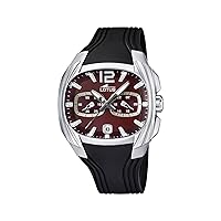 Lotus Watch for Men 15756/C Outlet Silver Stainless Steel Case Black Silicone Strap, brown, Strap.