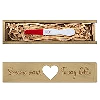 CHGCRAFT Pregnancy Wooden Announcement Gifts Pregnancy Test Keepsake Box with Slide Cover Love Hollow Box with Raffia Ribbon to Husband Grandparents Parents, 8x2x1.2inch