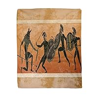 50x60 Inches Flannel Throw Blanket Ancient Greece Black Figure Pottery Hunting for Minotaur Gods Home Decorative Warm Cozy Soft Blanket for Couch Sofa Bed