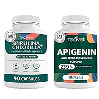 Premium Spirulina and Chlorella Capsules and Apigenin Supplement Bundle