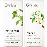 Petitgrain Essential Oil for Skin & Neroli Essential Oil for Skin Set - 100% Natural Therapeutic Grade Essential Oils Set - 2x0.34 fl oz - Gya Labs