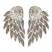 Fashion Party Angel Inlaid New Wings Earrings Alloy Rhinestone (Silver)