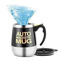 Self Stirring Mug Coffee Cup/Auto Magnetic Mixing Tea Hot Chocolate Cocoa Protein 400ml, A006M Black