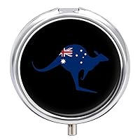 Cute Pill Box Portable Pill Container Australian Kangaroo Flag Small Medicine Vitamin Organizer with 3 Compartments for Travel