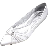 Womens Rhinestones Flat Shoes Slip On Pumps Wedding Bride Dress Pleated Sandals
